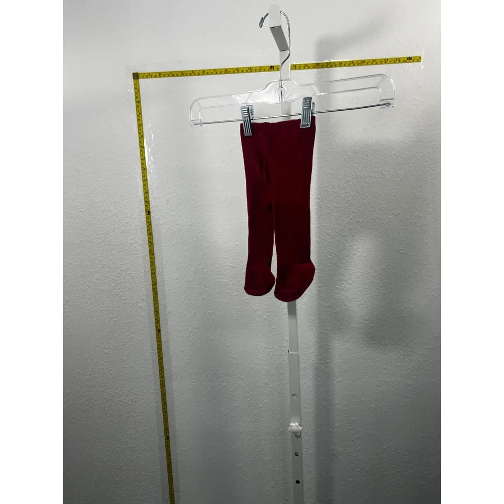 Infant Toddler‎ Burgundy Footed Tights Solid Red Knit Stretch Hosiery